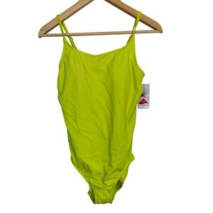 NWT Lands' End Neon Lime Green‎ One-Piece Swimsuit Adjustable Straps 10
